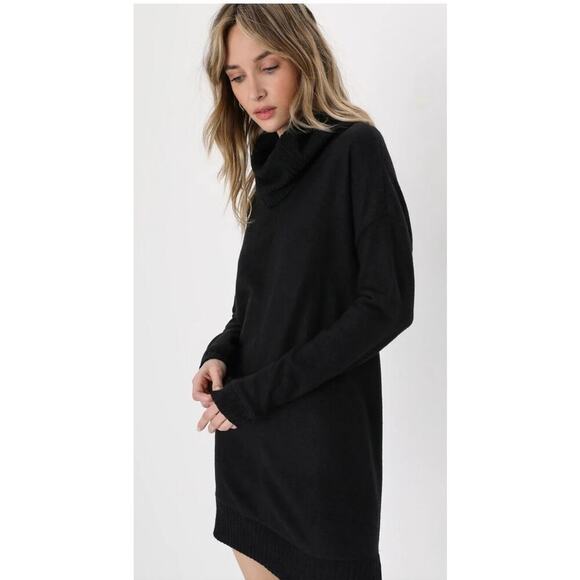 Autumn Daze Black Cowl Neck Long Sleeve Sweater Dress size M - Picture 2 of 10